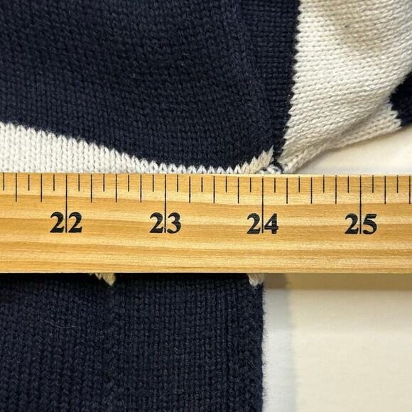 Talbots cotton blend navy stripe crew neck with snaps sweater size XL - Picture 9 of 10